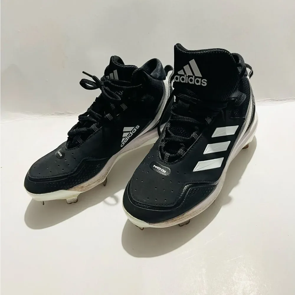 Adidas ICON basketball shoes metal clits black unisex sports men’s 6.5